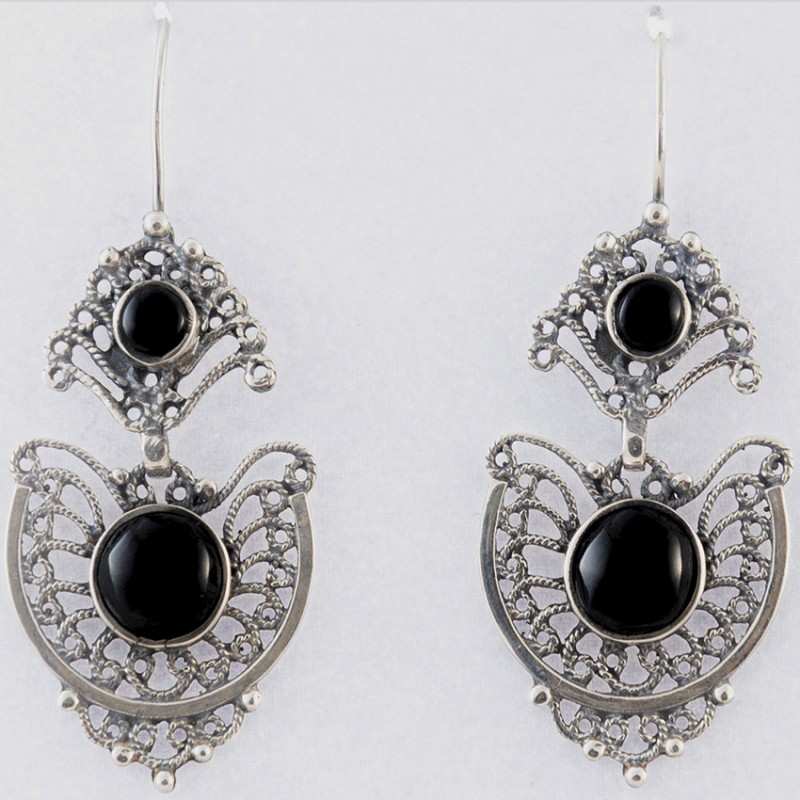 Pendiente Azabache Plata de Ley, joyas artesanales online