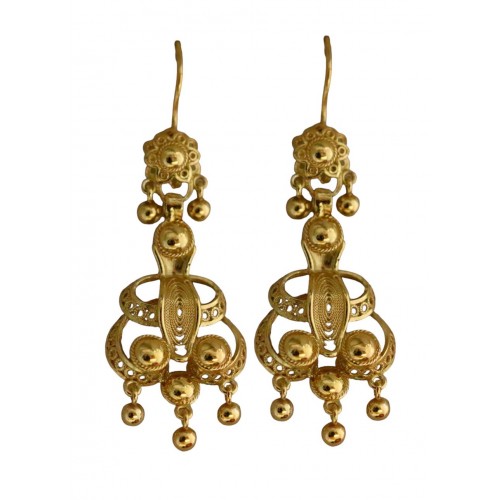 ROSIÑA-  pendiente mediano de colgar riguido , dorado