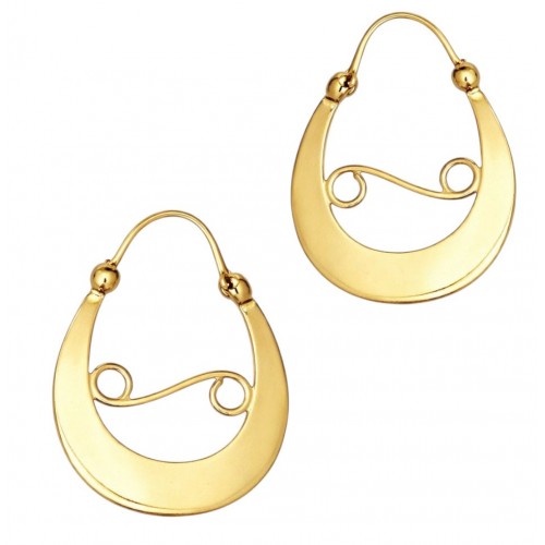 AROS FONSAGRADA - Pediente  XL con  cierre de media esfera  dorado.