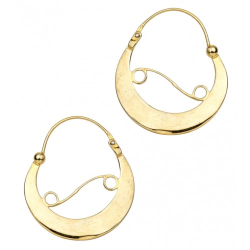 Pediente  XXL- Grande con  cierre de media esfera y  calado con filigrana  bañado en oro