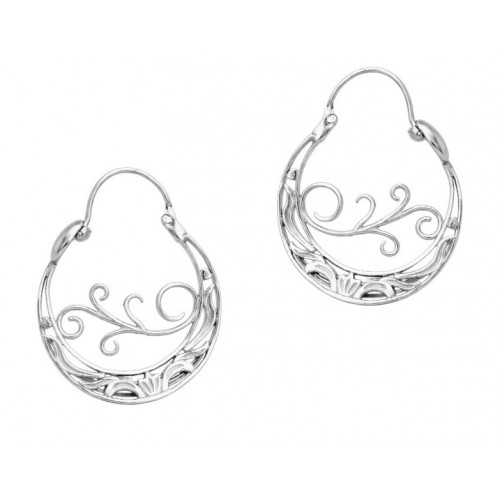 Aros da María -Pendiente mediano con cierre media esfera y calado , con Inspiración   de la naturaleza