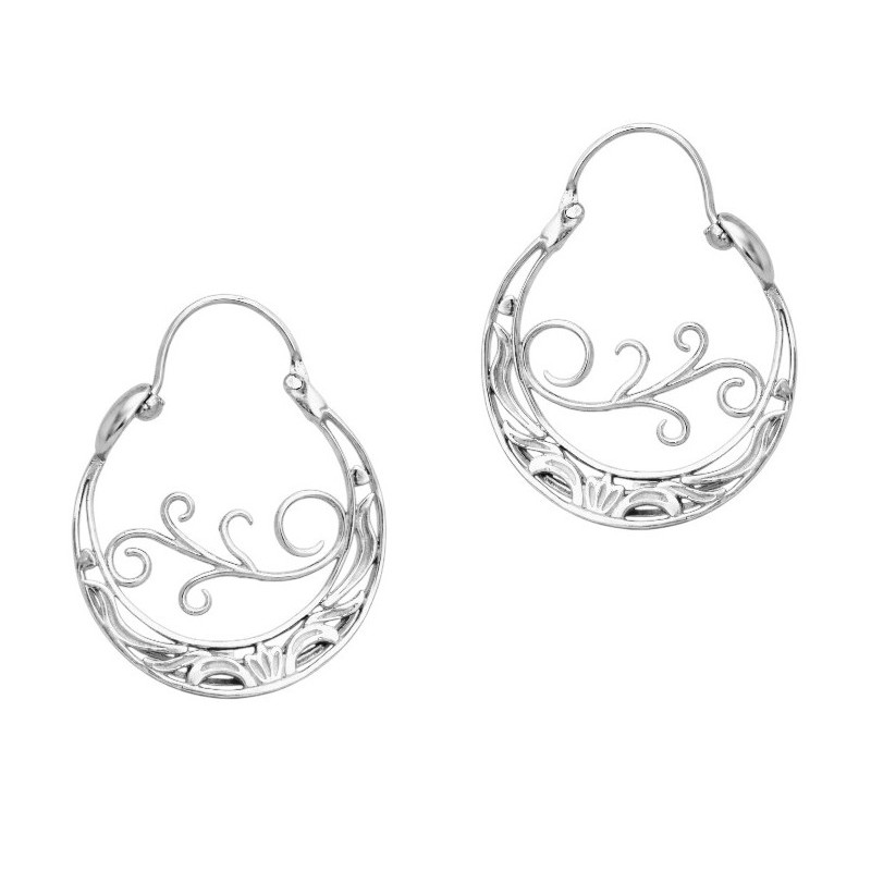 Pendiente mediano con cierre media esfera y calado , con Inspiración   de la naturaleza