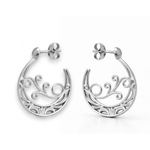 Aros da María-Pendiente pequeño de presión , calado en plata de ley, con Inspiración   de la naturaleza