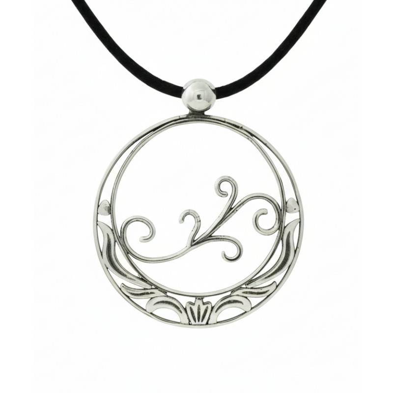 Aros da María-Colgante Grande , calado y en plata  de ley, con Inspiración   de la naturaleza