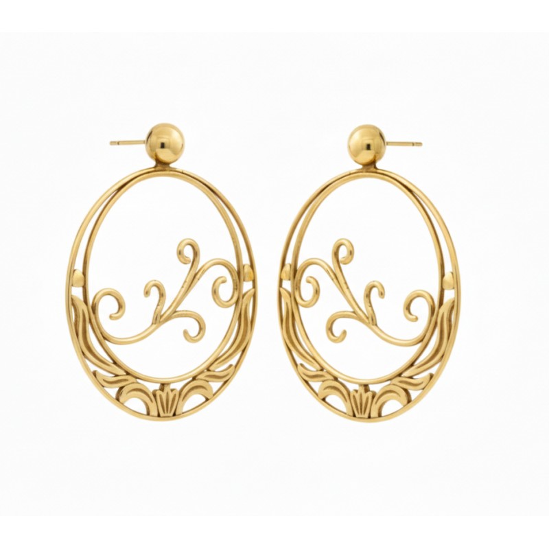 Aros da María-Pendiente pequeño de presión  y bañado en oro, con Inspiración   de la naturaleza