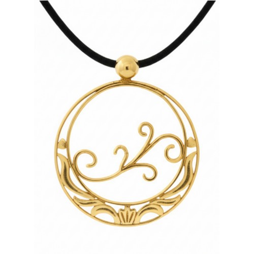 Aros da María-Colgante Pequeño , calado y bañado en oro, con Inspiración   de la naturaleza