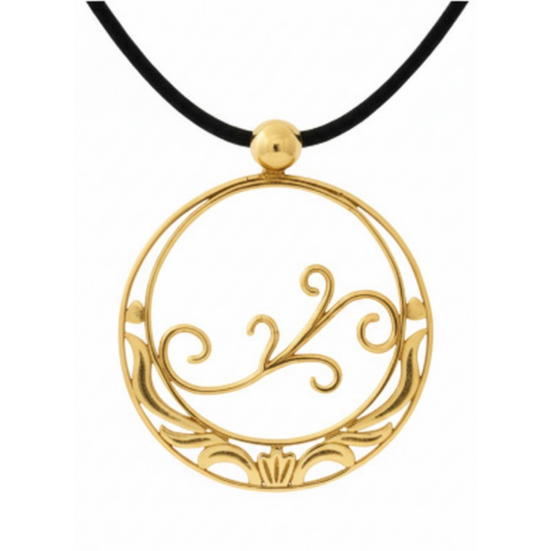 Aros da María-Colgante Pequeño , calado y bañado en oro, con Inspiración   de la naturaleza