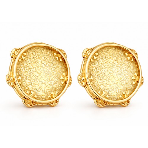 Pendiente Pandeireta Pequeño de presión  bañado en oro