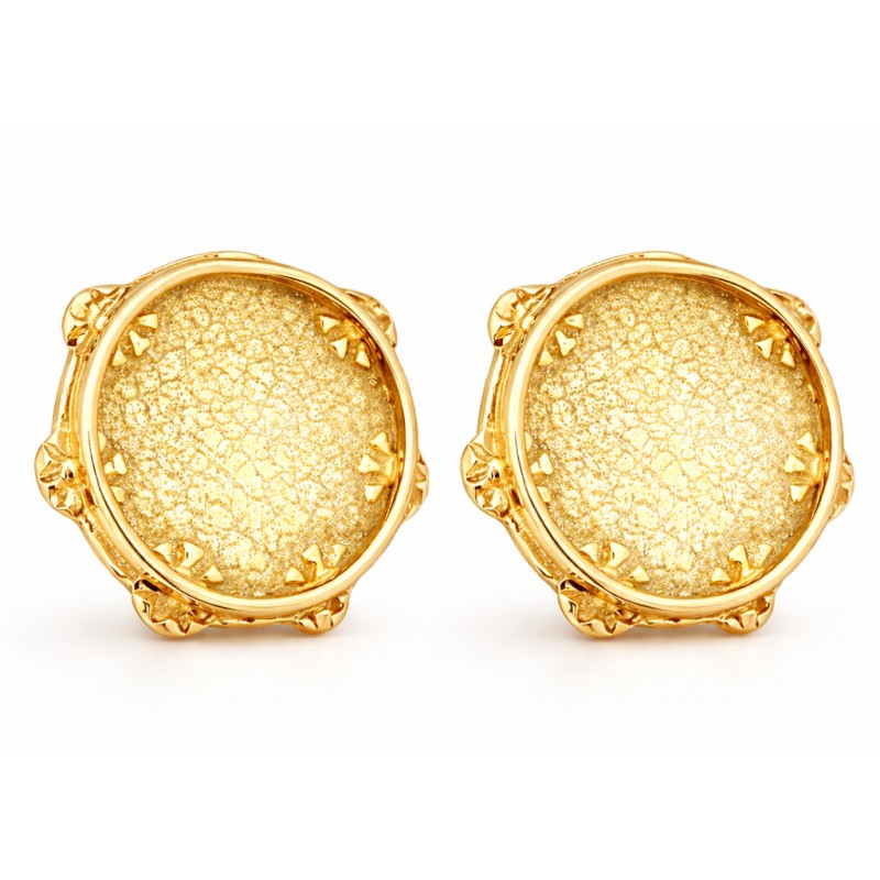 Pendiente Pandeireta Pequeño de presión  bañado en oro