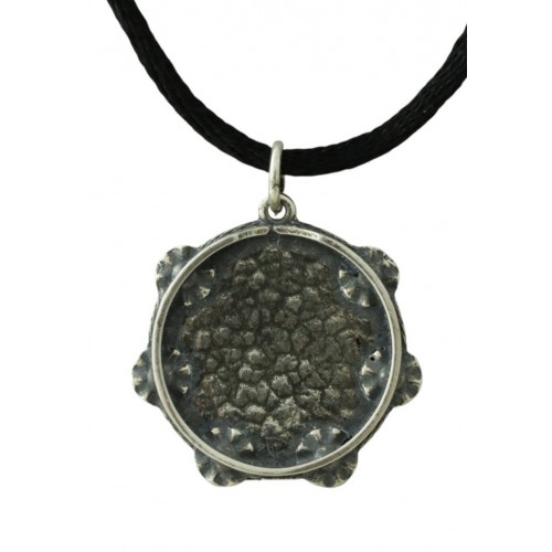 Colgante grande pandeireta en plata envellecida