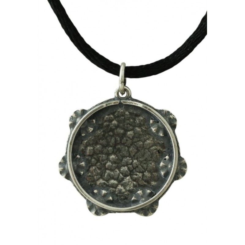 Colgante grande pandeireta en plata envellecida