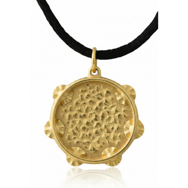 Colgante grande pandeireta bañado en oro