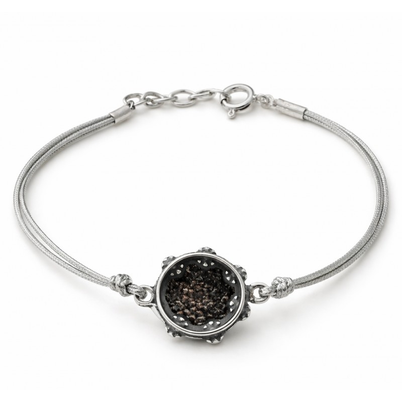 Pulsera pandeireta pequeña  en plata  envellecida