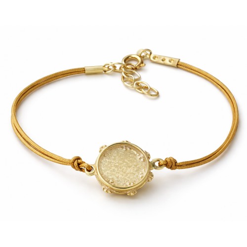 Pulsera pandeireta pequeña bañada en oro