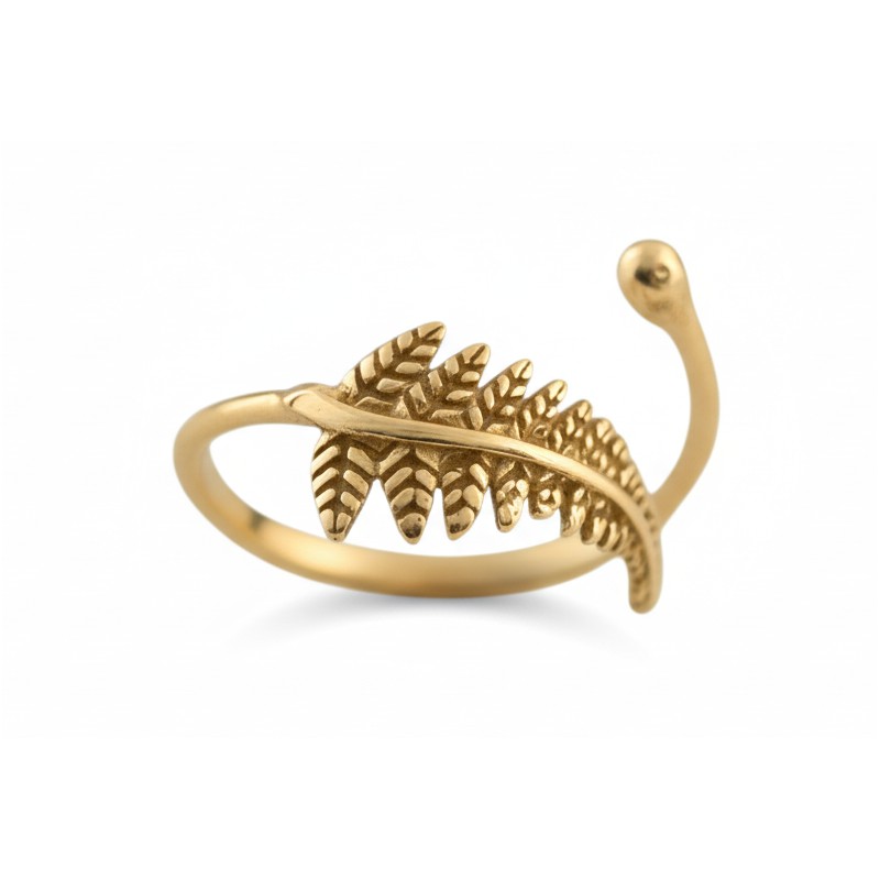 FENTO-  Anillo abierto  con doble hoja plata , bañado en oro